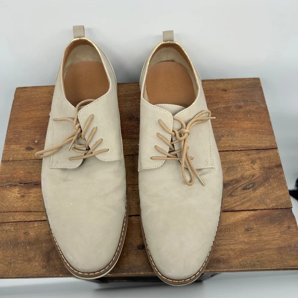 Goodfellow & Co Mens Derby Dress Shoes Light Gray‎ Lace Up Size 12